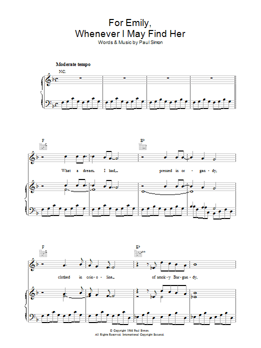 Produktgalerie: Seite 1 von 1 For Emily, Whenever I May Find Her, Simon & Garfunkel, Gesang, Gitarre, Klavier