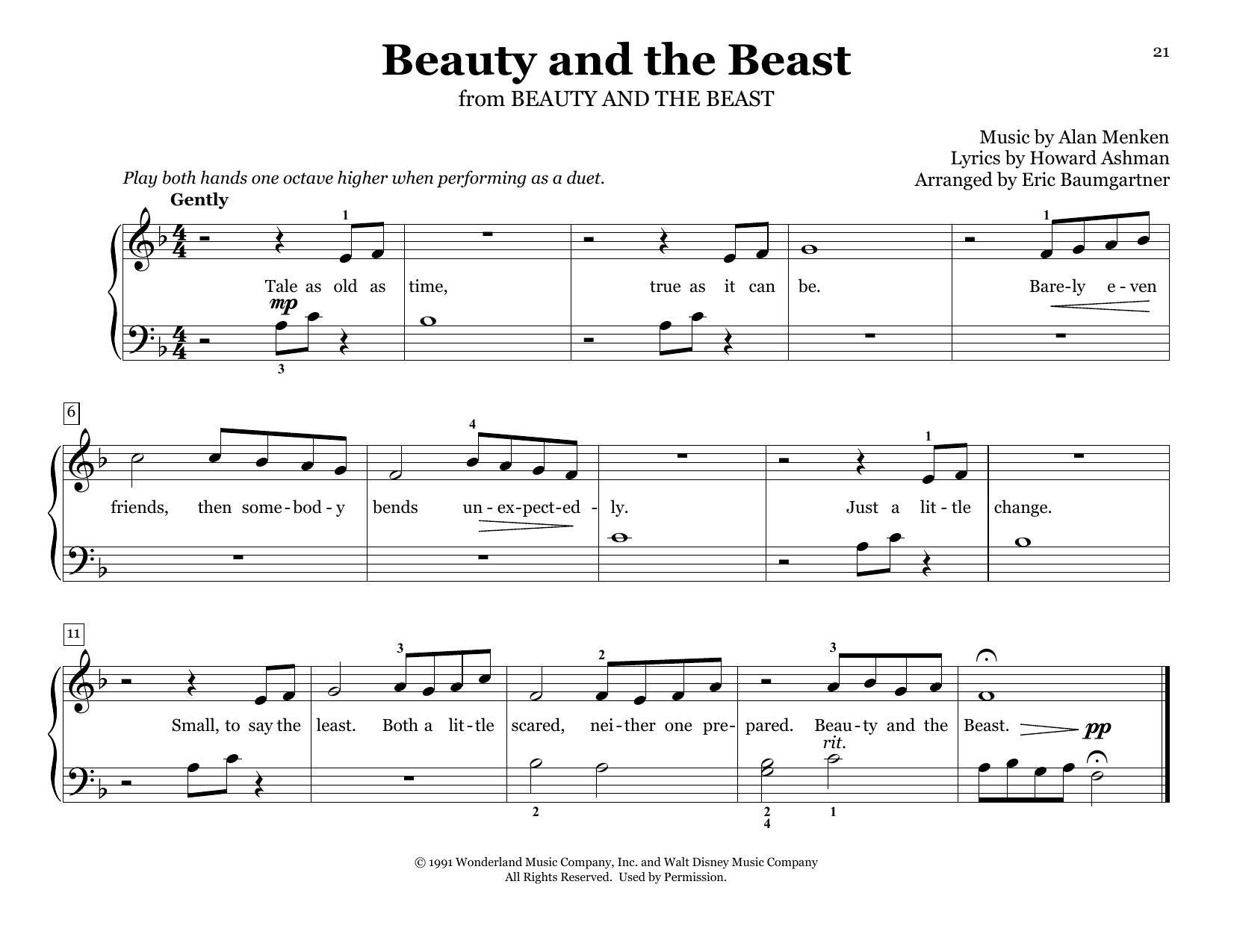 Produktbild zu: Beauty And The Beast (arr. Eric Baumgartner)