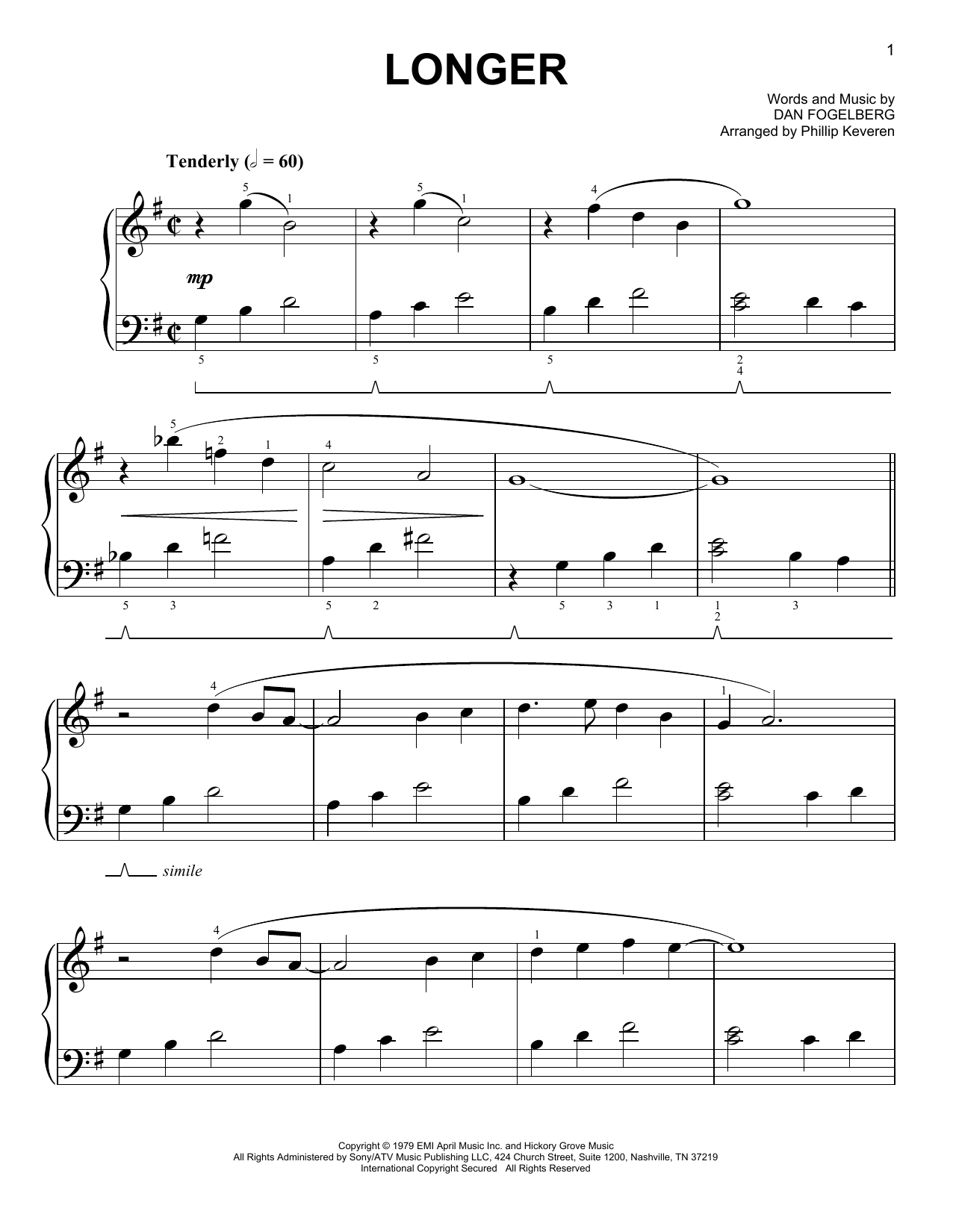 Product gallery: Page 1 of 1 Longer [Classical version] (arr. Phillip Keveren), Dan Fogelberg