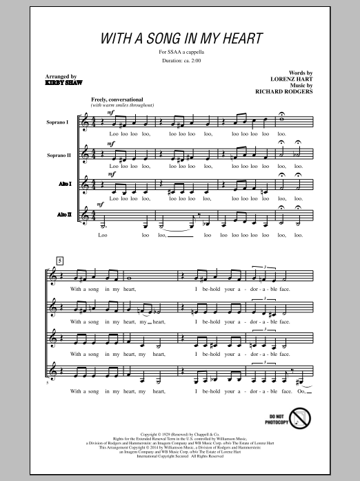 Product gallery: Page 1 of 1 With A Song In My Heart, Kirby Shaw