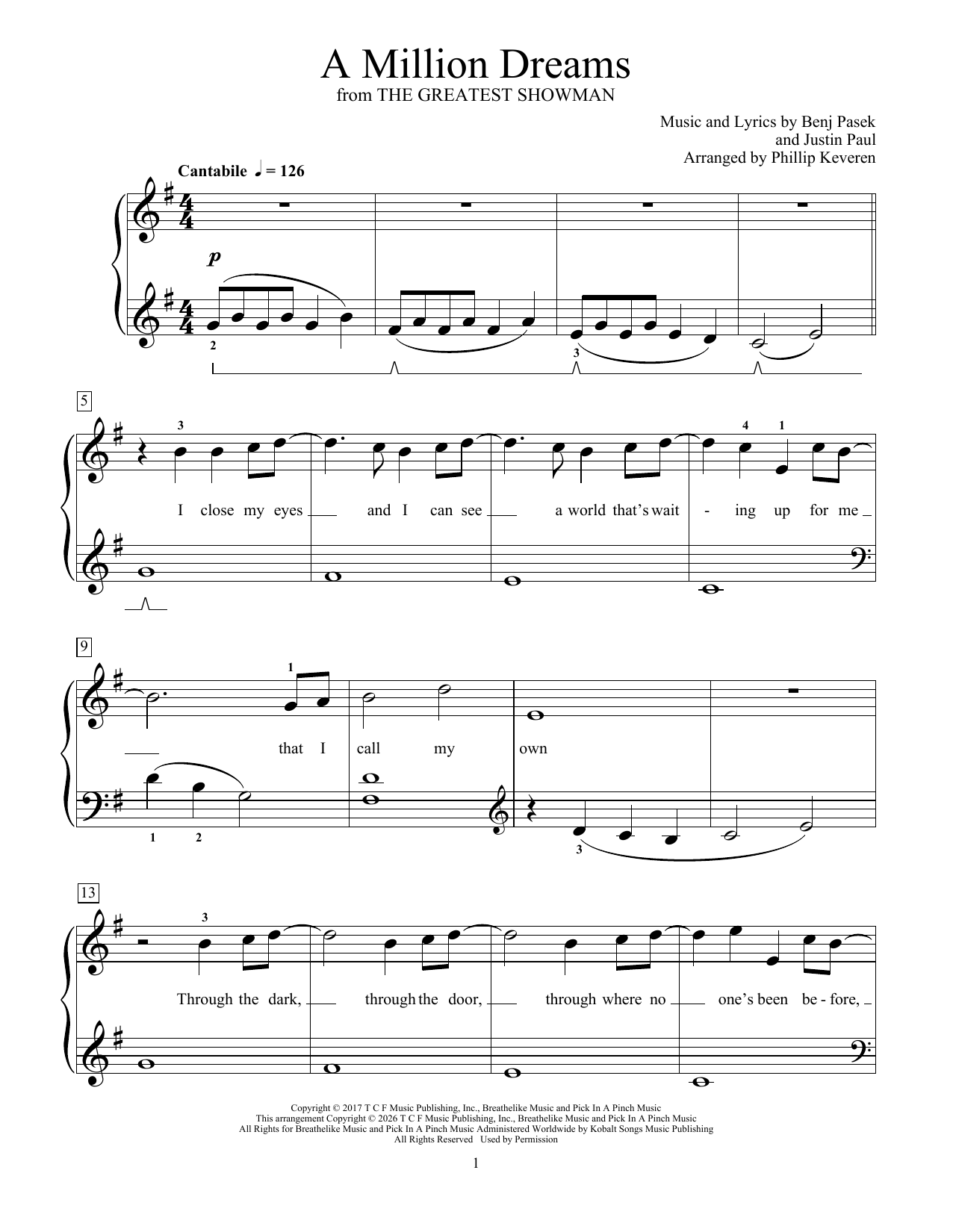 Produktgalerie: Seite 1 von 1 A Million Dreams (from The Greatest Showman), Pasek & Paul, Klavier