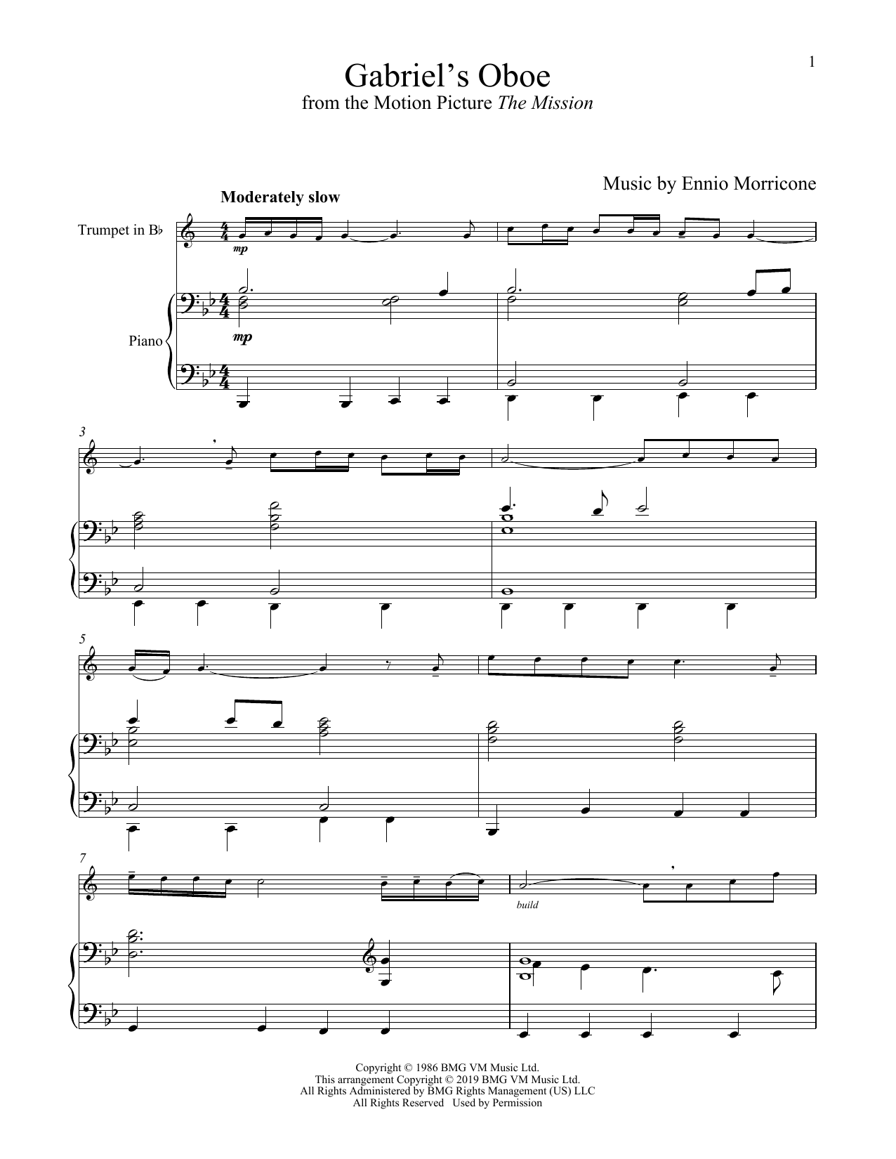 Produktgalerie: Seite 1 von 1 Gabriel's Oboe (from The Mission), Ennio Morricone, Horn, Klavier