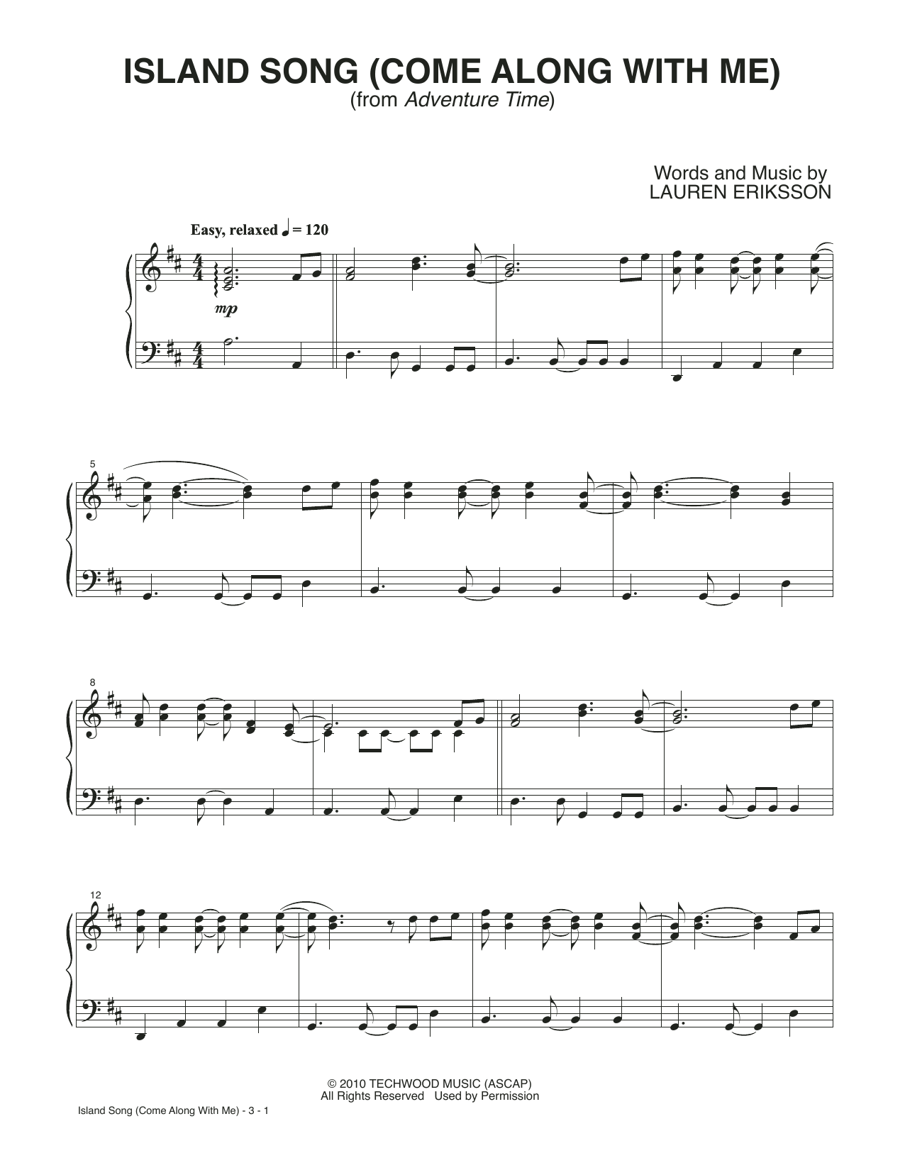 Produktbild zu: Island Song (Come Along With Me) (from Adventure Time)