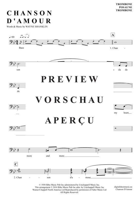 Product gallery: Page 2 of 4 Chanson D´Amour , Manhattan Transfer, (Posaune / Bariton)