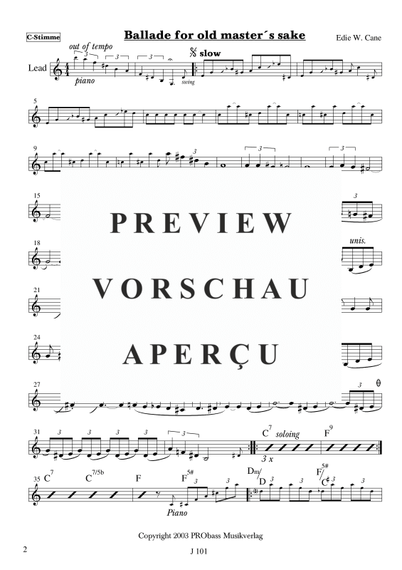 gallery: Ballade for Old Masters Sake, , Melodiestimme in C/B/Es, Klavier und Kontrabass