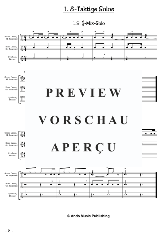 gallery: Solos für Marschtrommler - Band 1, , 50 Solostücke für Marschkapellen - Kleine Trommel, Große Trommel und Becken