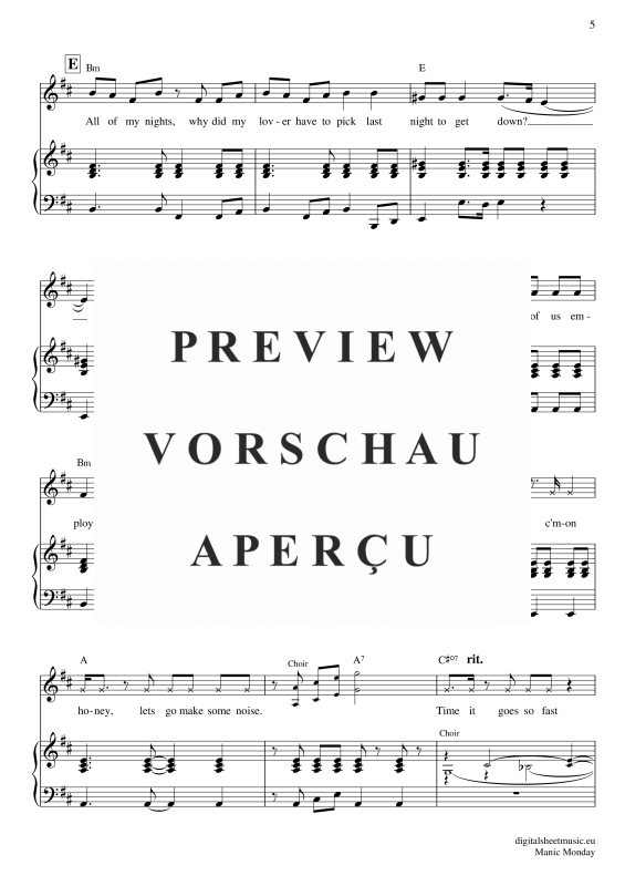 gallery: Manic Monday , Bangles, Voice with Piano Accompaniment