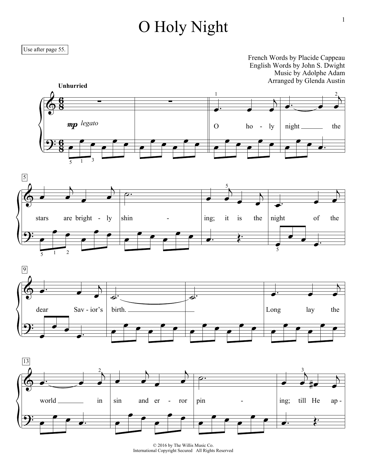 Product gallery: Page 1 of 1 O Holy Night, Glenda Austin