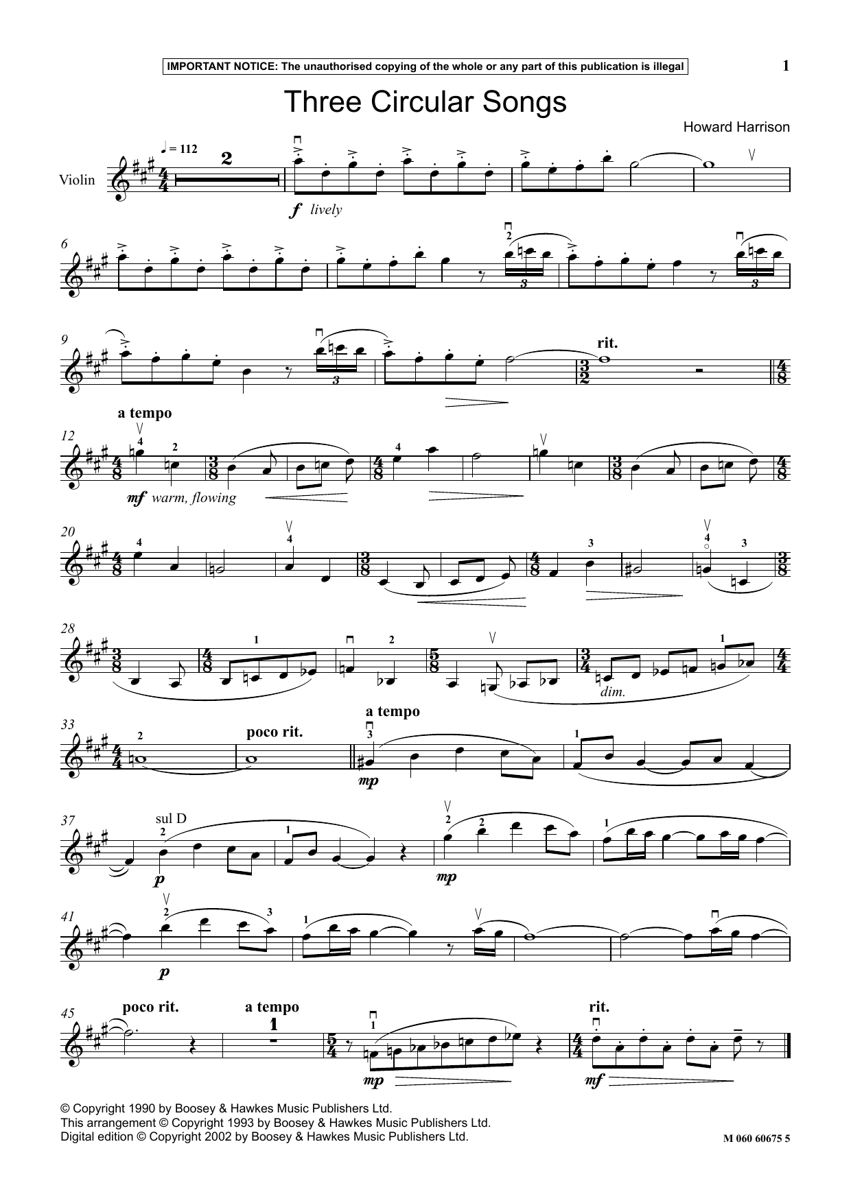 Product gallery: Page 1 of 1 Three Circular Songs, Howard Harrison