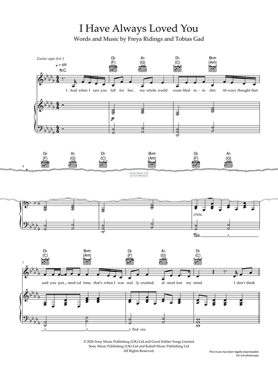 Produktgalerie: Seite 1 von 1 I Have Always Loved You, Freya Ridings, Gesang, Gitarre, Klavier