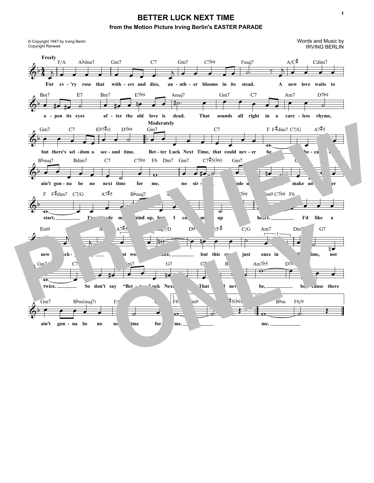 Product gallery: Page 1 of 1 Better Luck Next Time, Irving Berlin