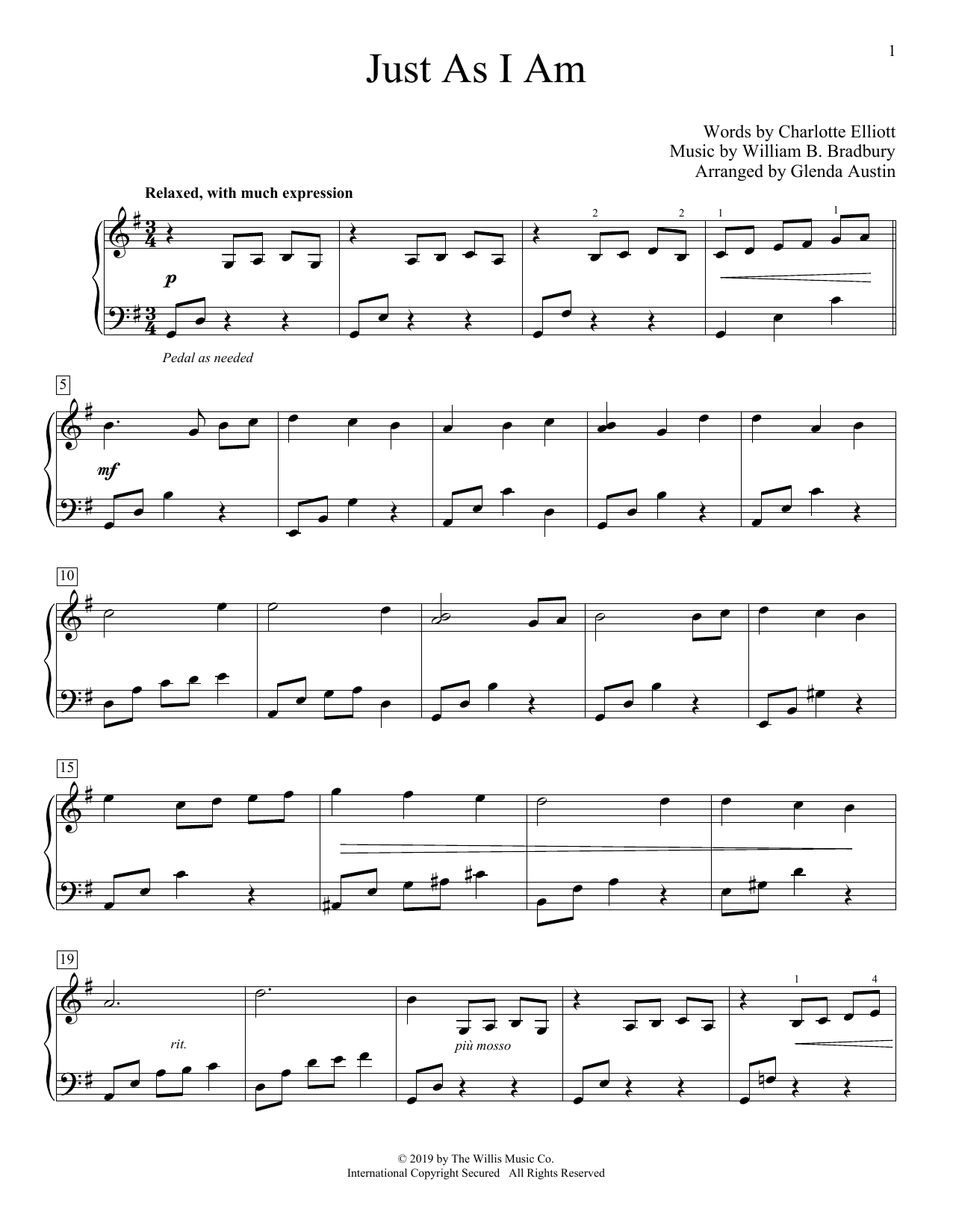 Produktbild zu: Just As I Am (arr. Glenda Austin)