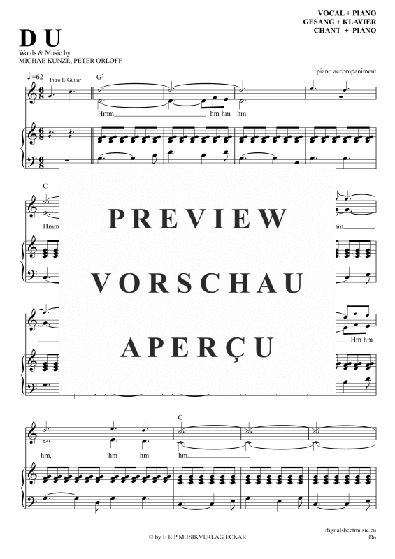 Produktgalerie: Seite 2 von 9 Du, Maffay, Peter, Klavier Begleitung + Gesang
