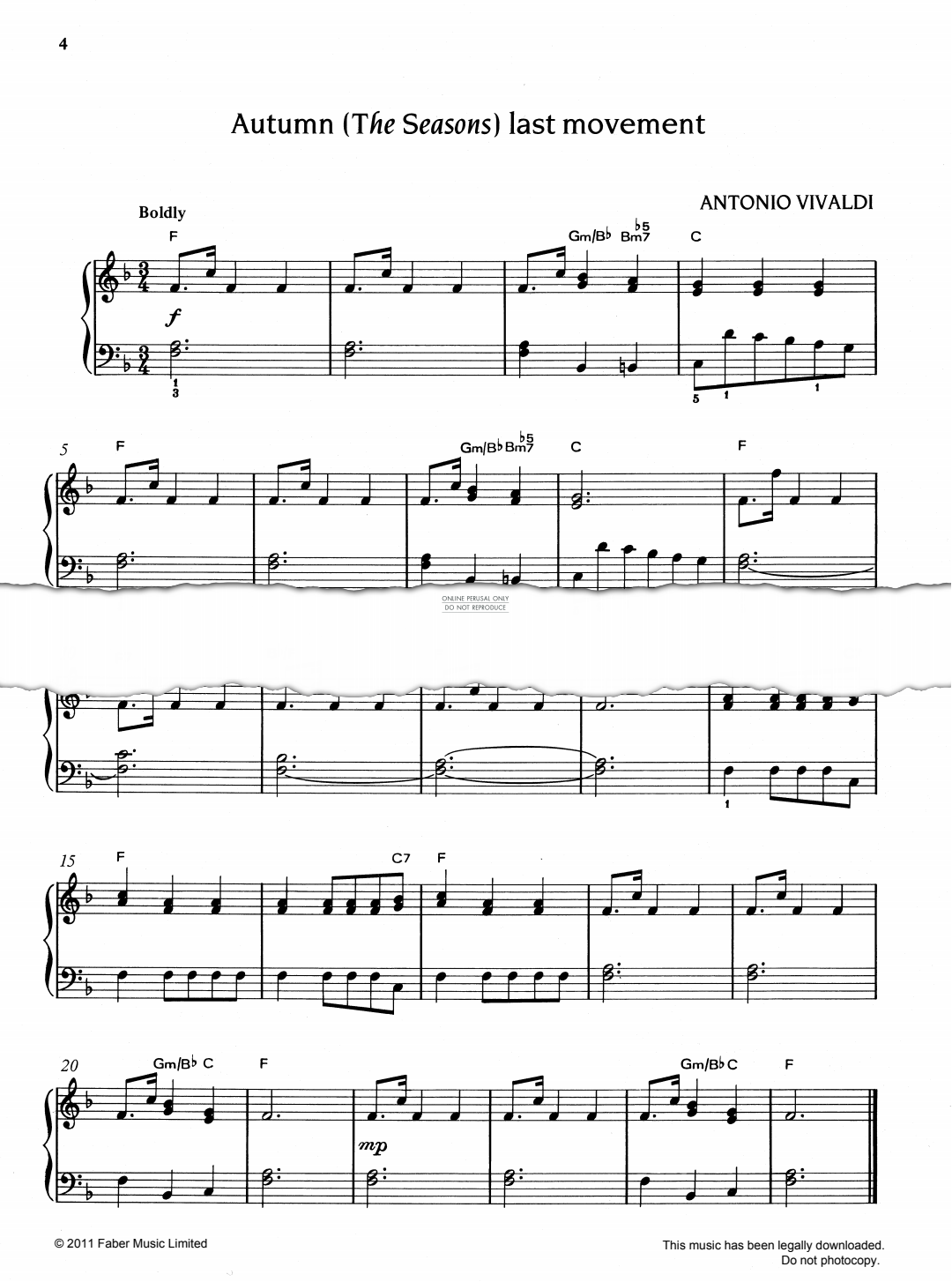 Product gallery: Page 1 of 1 Autumn (from 'The Four Seasons') Last Movement, Antonio Vivaldi