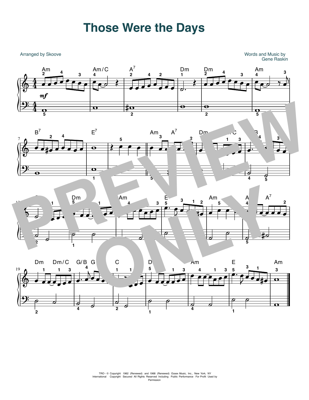 Produktbild zu: Those Were The Days (arr. Skoove)