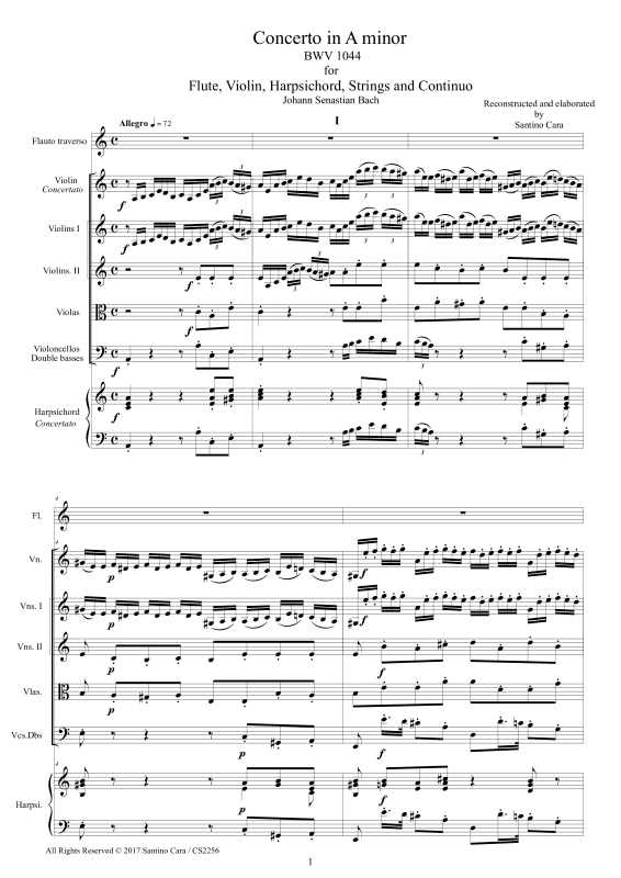 Product picture to: Concerto in A minor BWV 1044Johann Sebastian Bach