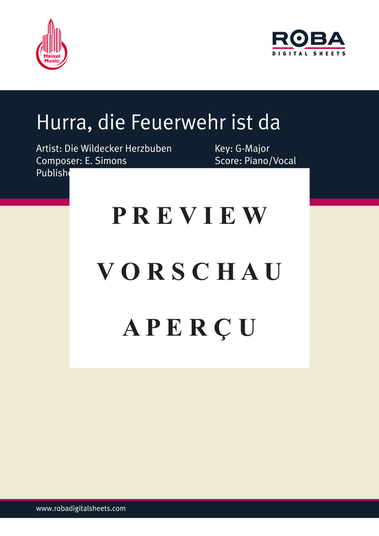 gallery: Hurra, die Feuerwehr ist da , Wildecker Herzbuben, 	Die, (Klavier + Gesang)
