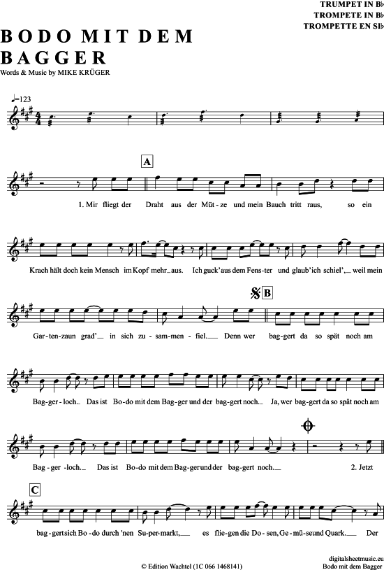 Produktgalerie: Seite 1 von 4 Bodo Mit Dem Bagger , Krüger, Mike, Trompete in B