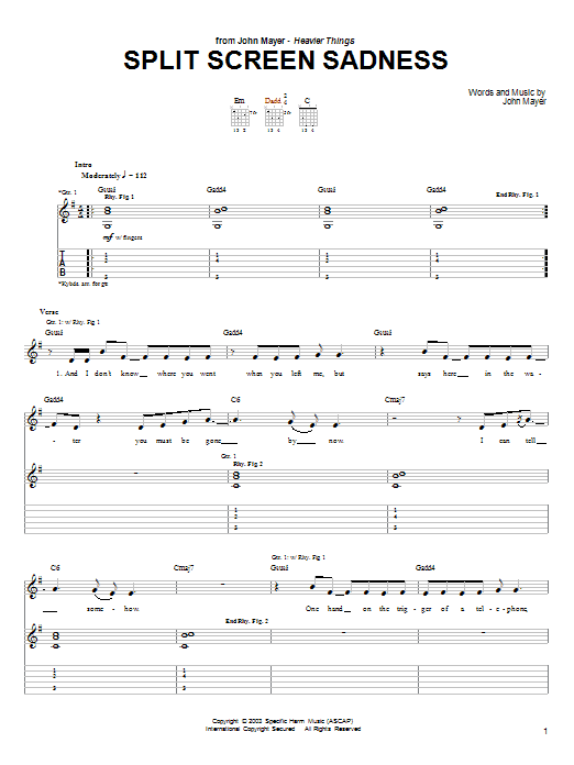 Produktgalerie: Seite 1 von 1 Split Screen Sadness, John Mayer, Gitarre
