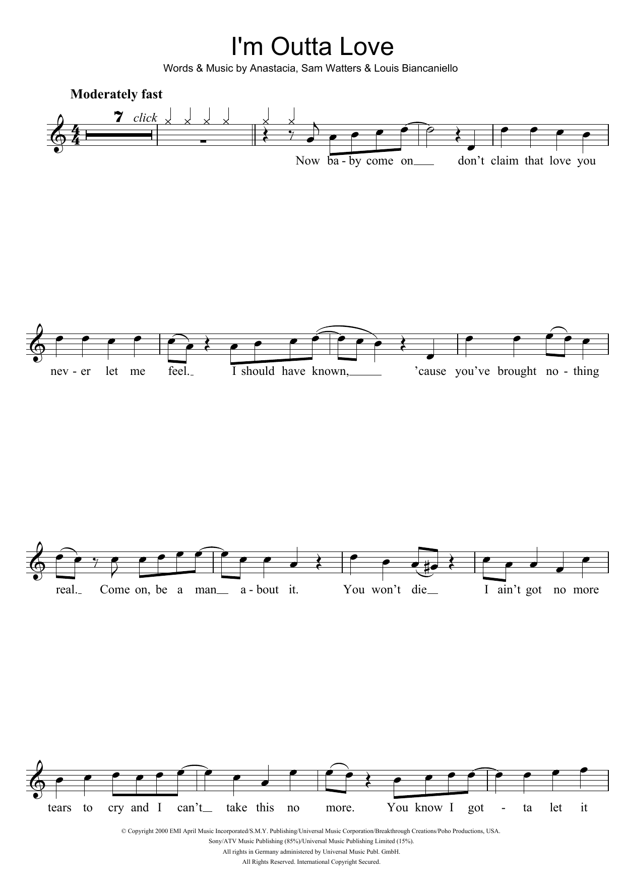 Product gallery: Page 1 of 1 I'm Outta Love, Anastacia