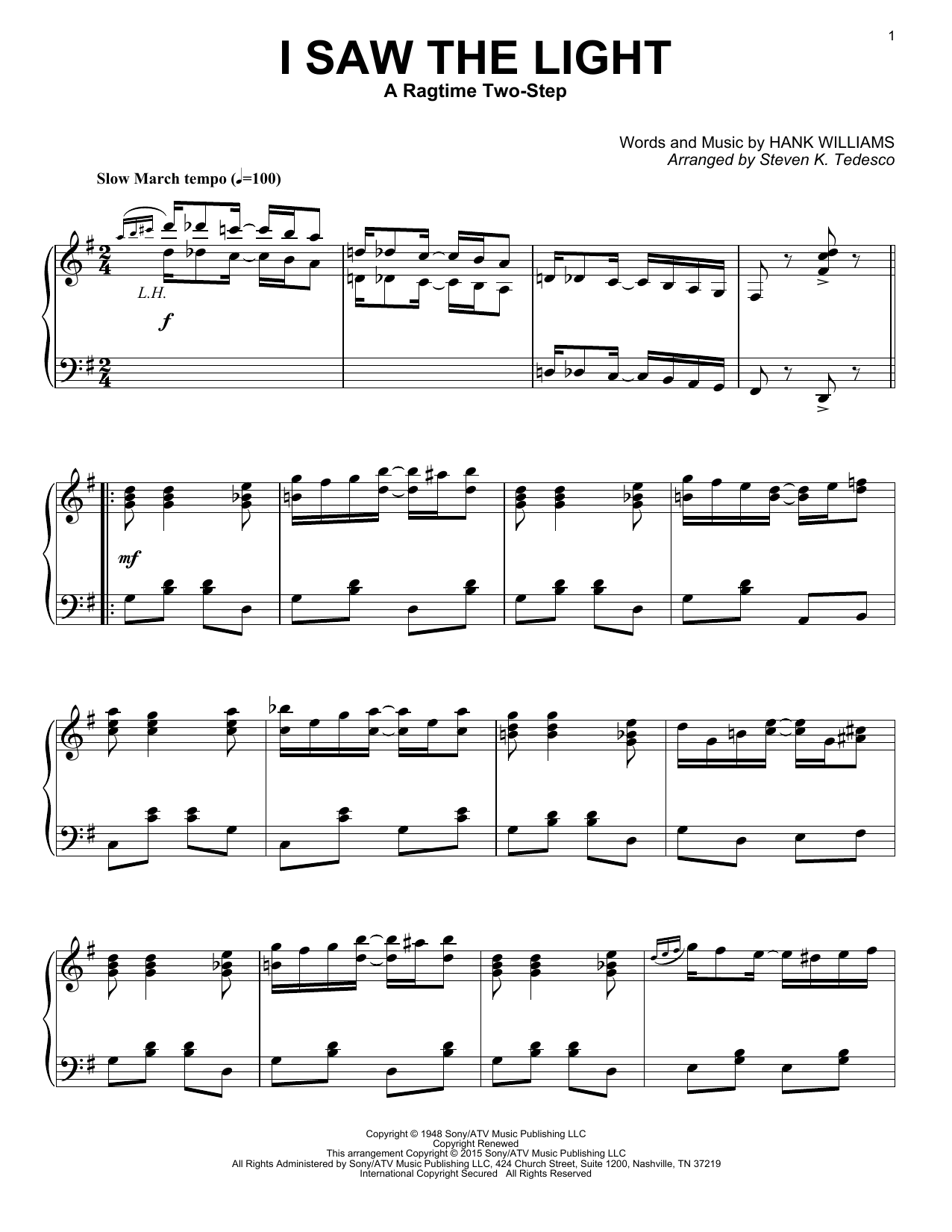 Product picture to: I Saw The Light (arr. Steven K. Tedesco) [Ragtime version]