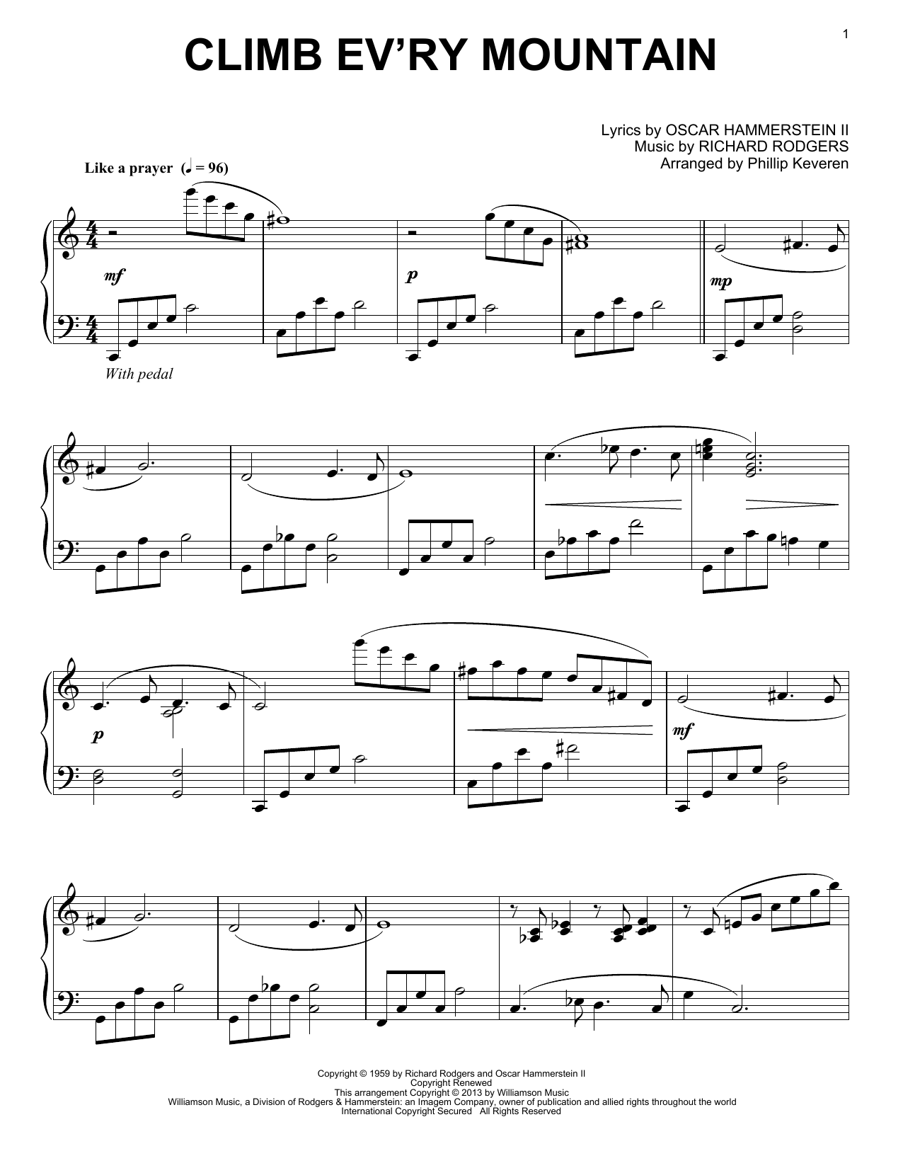 Product picture to: Climb Ev'ry Mountain (from The Sound Of Music) (arr. Phillip Keveren)