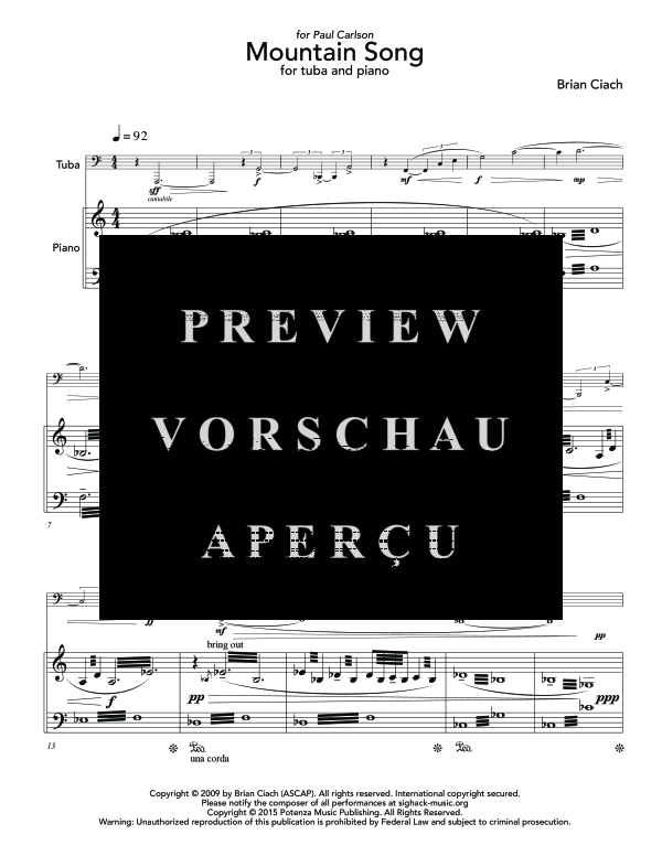 Product gallery: Page 5 of 11 Mountain Song, , (tuba and piano)