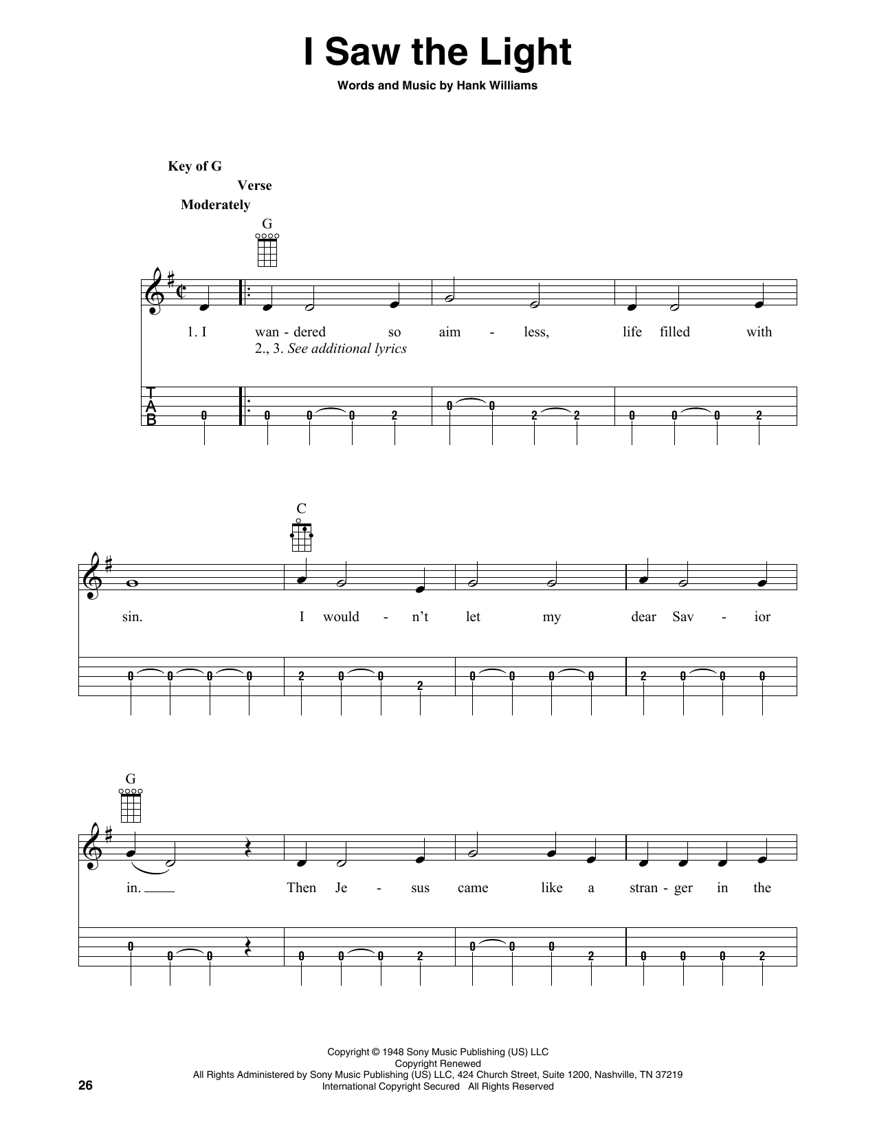 Product gallery: Page 1 of 1 I Saw The Light (arr. Fred Sokolow), Hank Williams