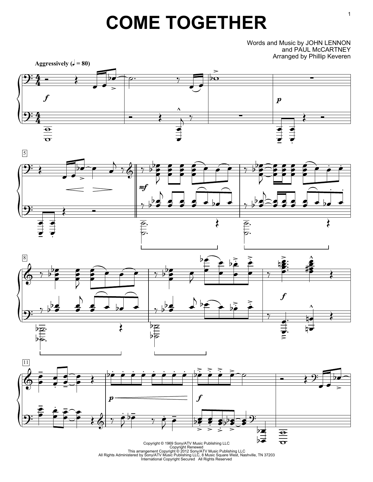 Product gallery: Page 1 of 1 Come Together [Classical version] (arr. Phillip Keveren), The Beatles