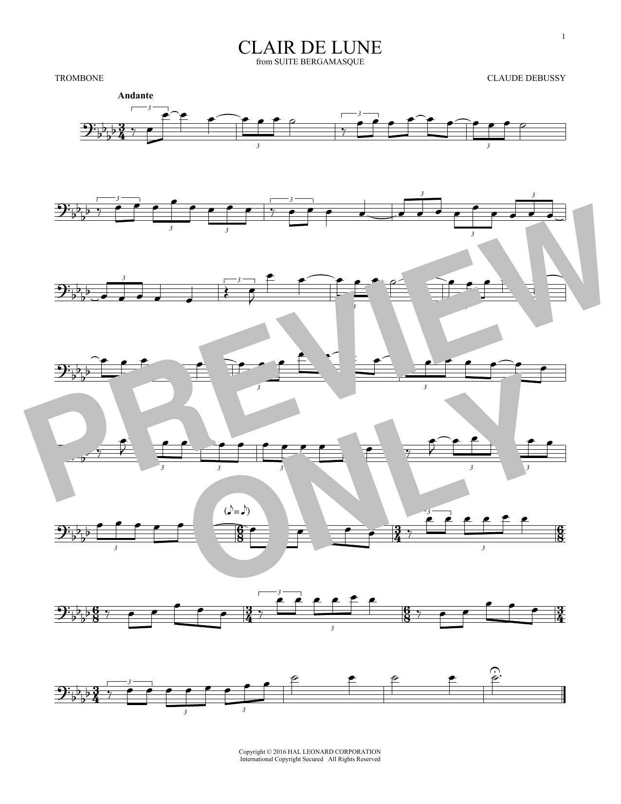 Product gallery: Page 1 of 1 Clair De Lune, Claude Debussy