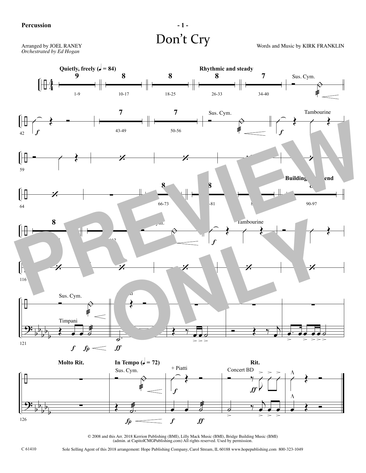 Product gallery: Page 1 of 1 Don't Cry - Percussion, Joel Raney