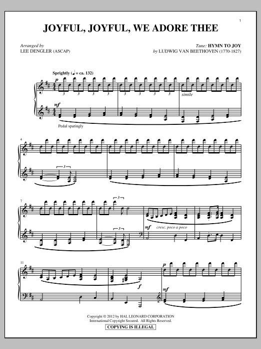 Product gallery: Page 1 of 1 Joyful, Joyful, We Adore Thee, Ludwig Van Beethoven