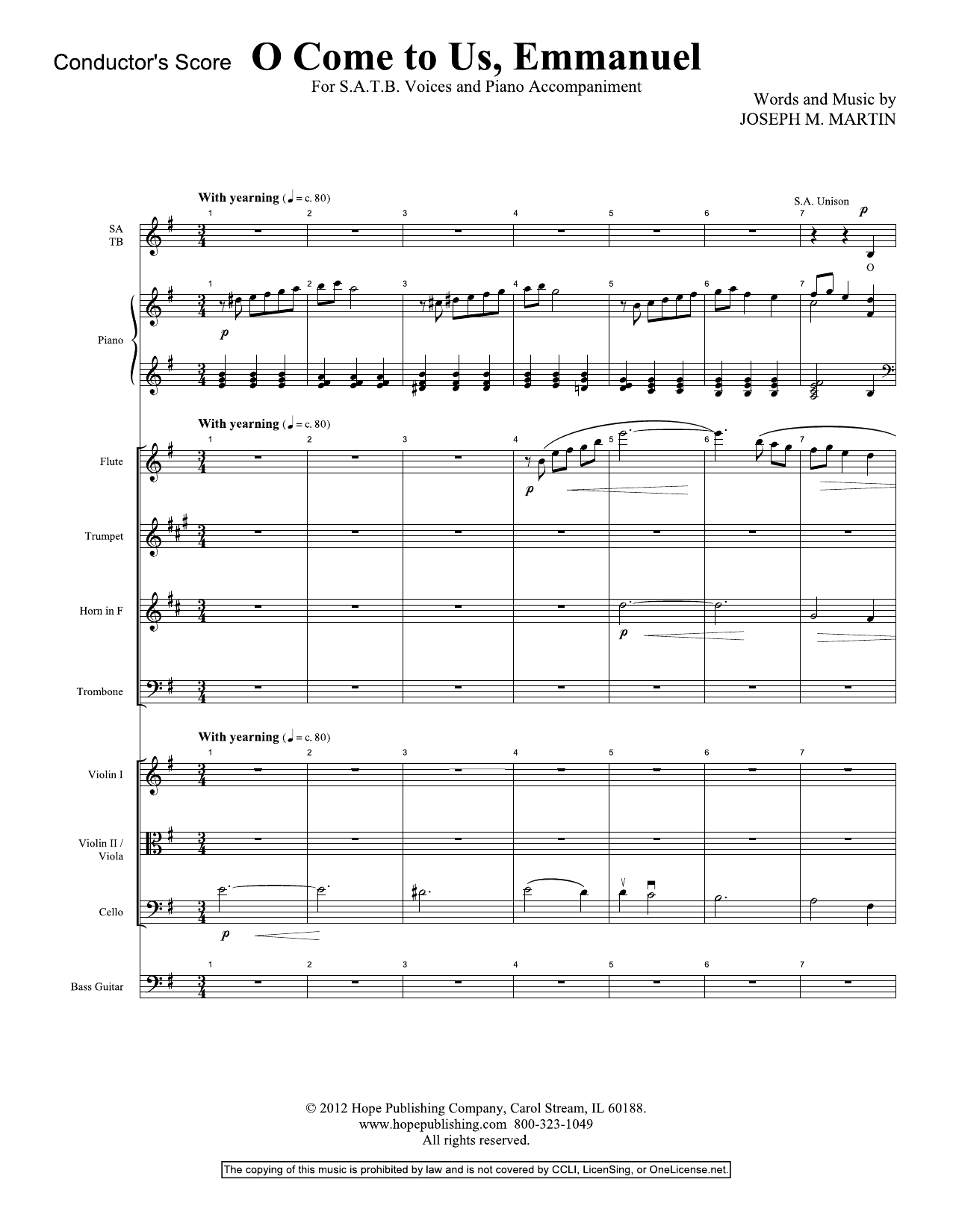 Produktbild zu: O Come To Us, Emmanuel - Full Score