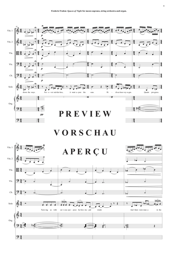 Product gallery: Page 10 of 21 Spaces of Night , , (mezzo soprano, organ + string orchestra)