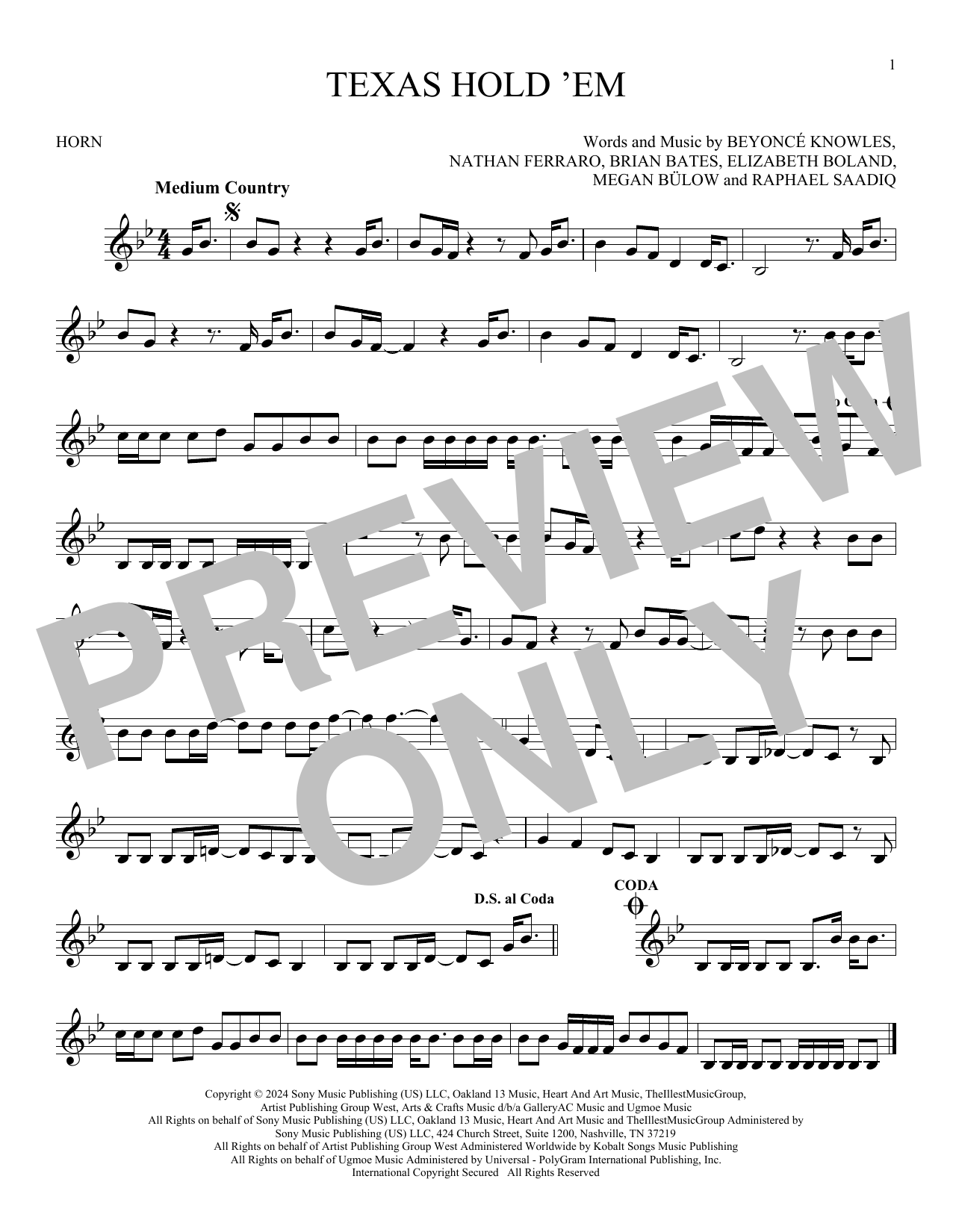 Produktgalerie: Seite 1 von 1 Texas Hold 'Em, Beyoncé, Horn