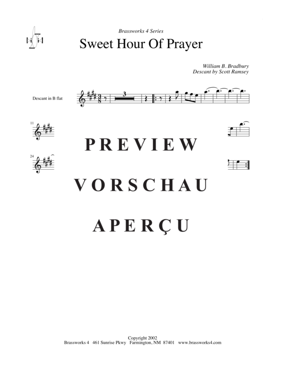 Produktgalerie: Seite 4 von 9 Sweet Hour of Prayer, , (2xTrompete in B, Horn in F, Posaune)