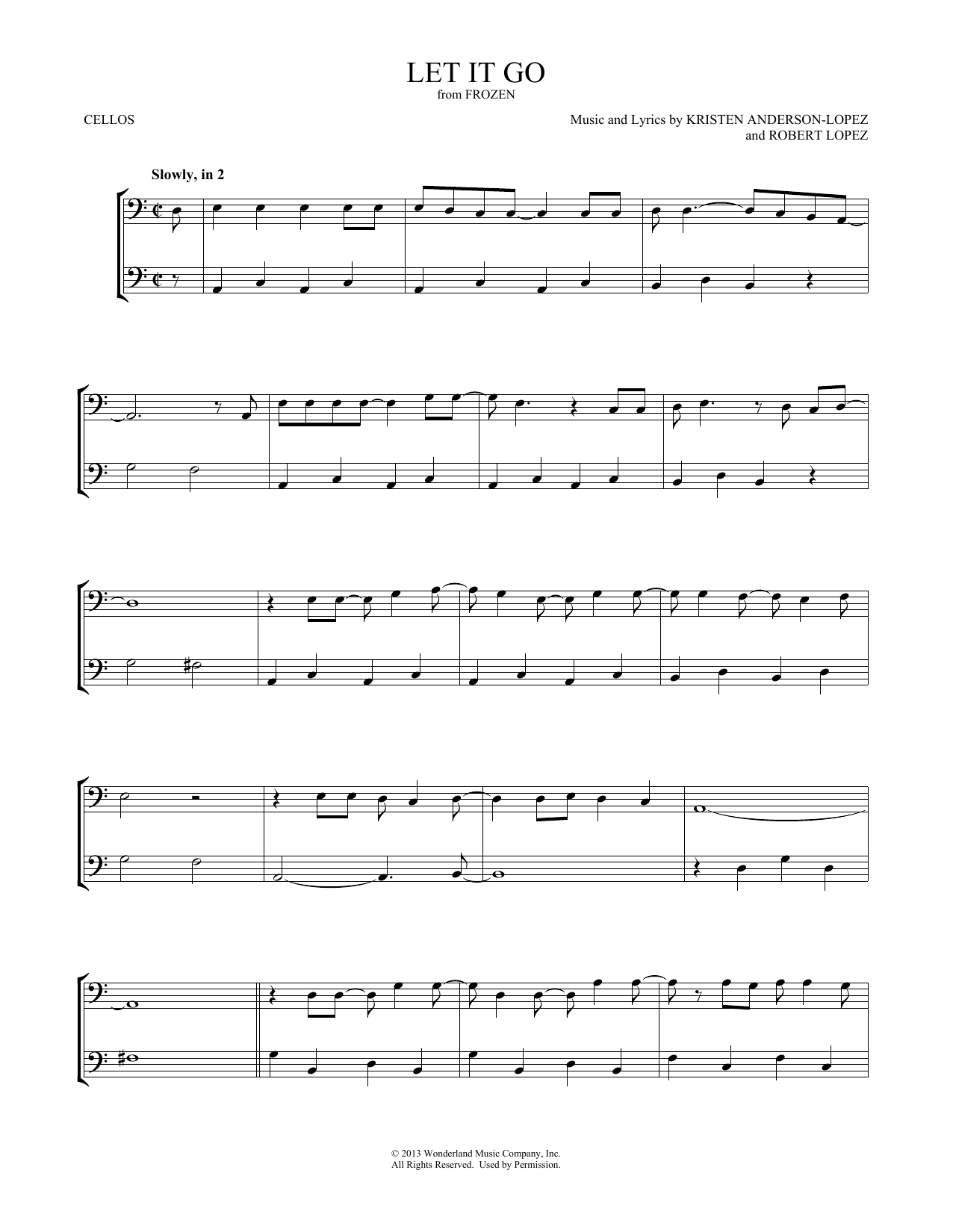 Produktgalerie: Seite 1 von 1 Let It Go (from Frozen), Idina Menzel, Violoncello