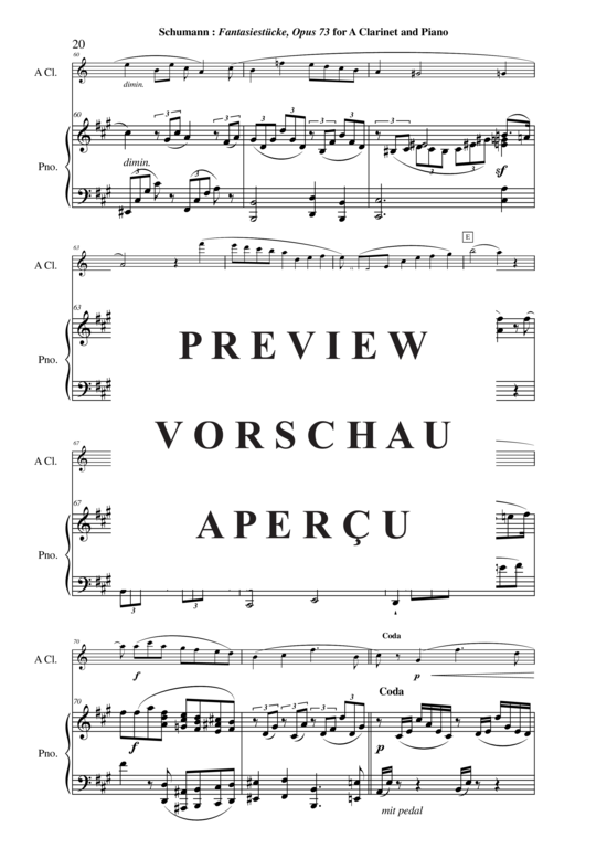 Product gallery: Page 21 of 28 Fantasiestücke, Opus 73 , , (clarinet in A + piano)