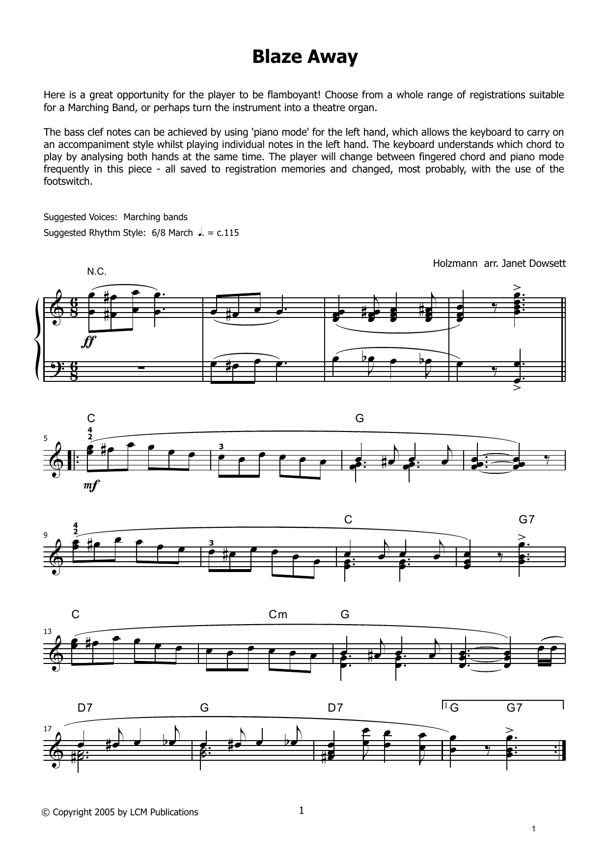 Produktgalerie: Seite 1 von 1 Blaze Away (from LCME Electronic Keyboard Grade 8 List B), Holzmann, Klavier