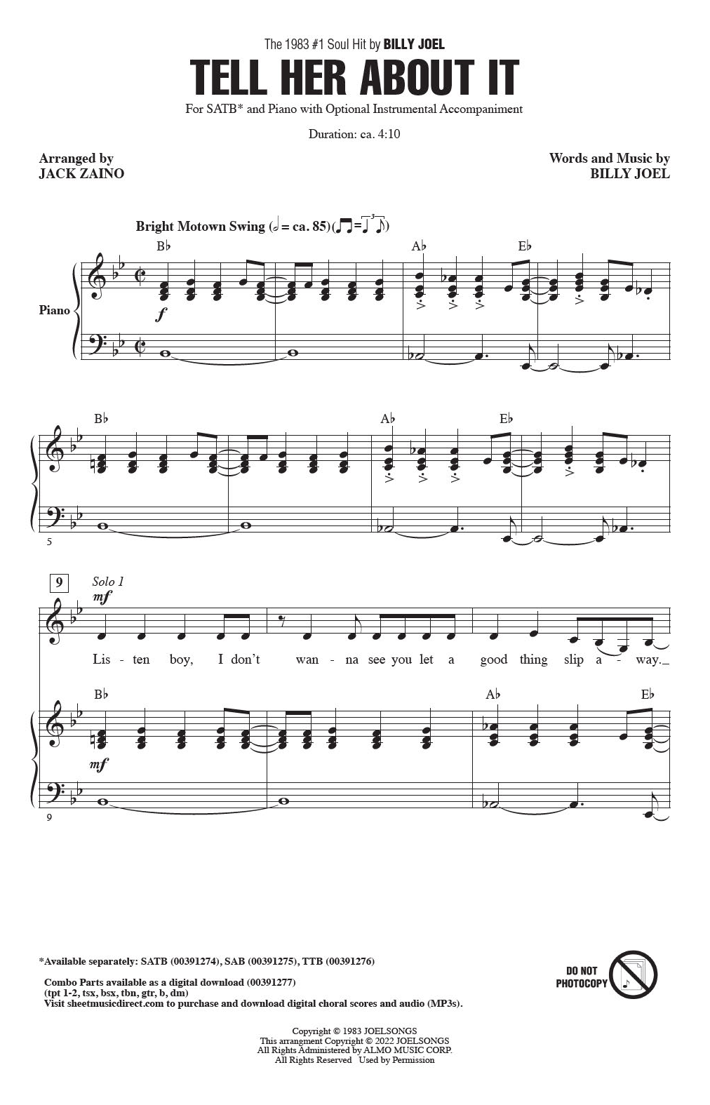 Produktbild zu: Tell Her About It (arr. Jack Zaino)