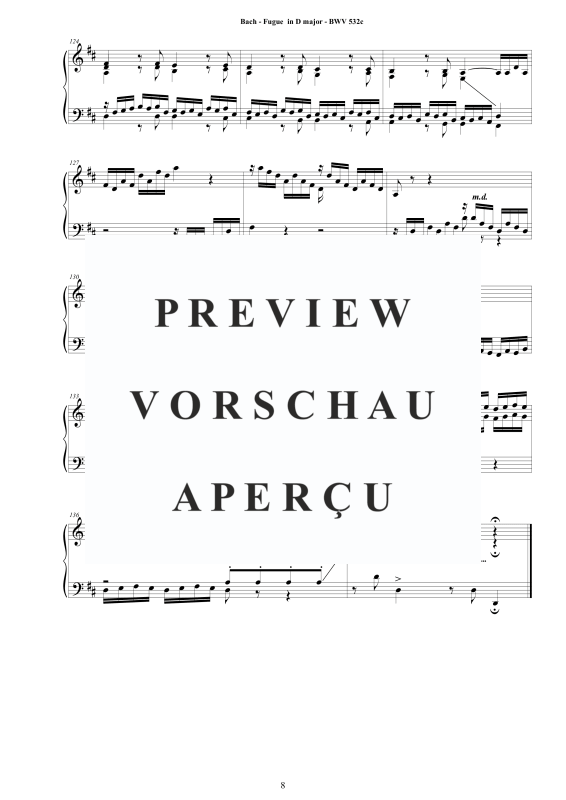 Produktgalerie: Seite 9 von 9 Fuge in D-Dur BWV 532c - Piano Version, , Klavier Solo