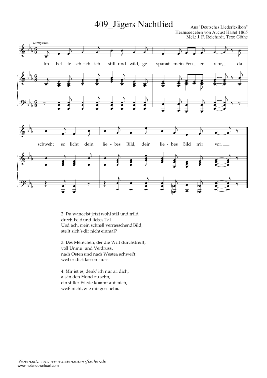 Product picture to: Jägers Nachtlied Johann Friedrich Reichardt