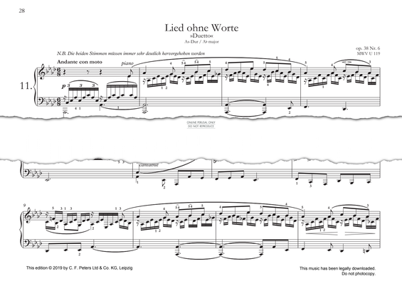 Produktgalerie: Seite 1 von 1 Lied ohne Worte A-flat major, Felix Mendelssohn, Klavier