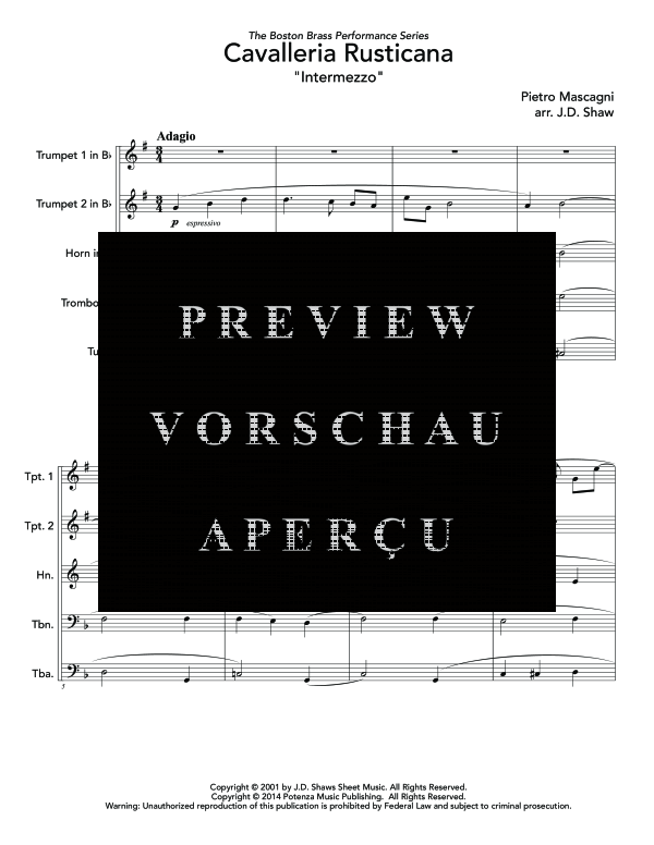 Produktgalerie: Seite 5 von 11 Cavalleria Rusticana, , (Blechbläser Quintett)