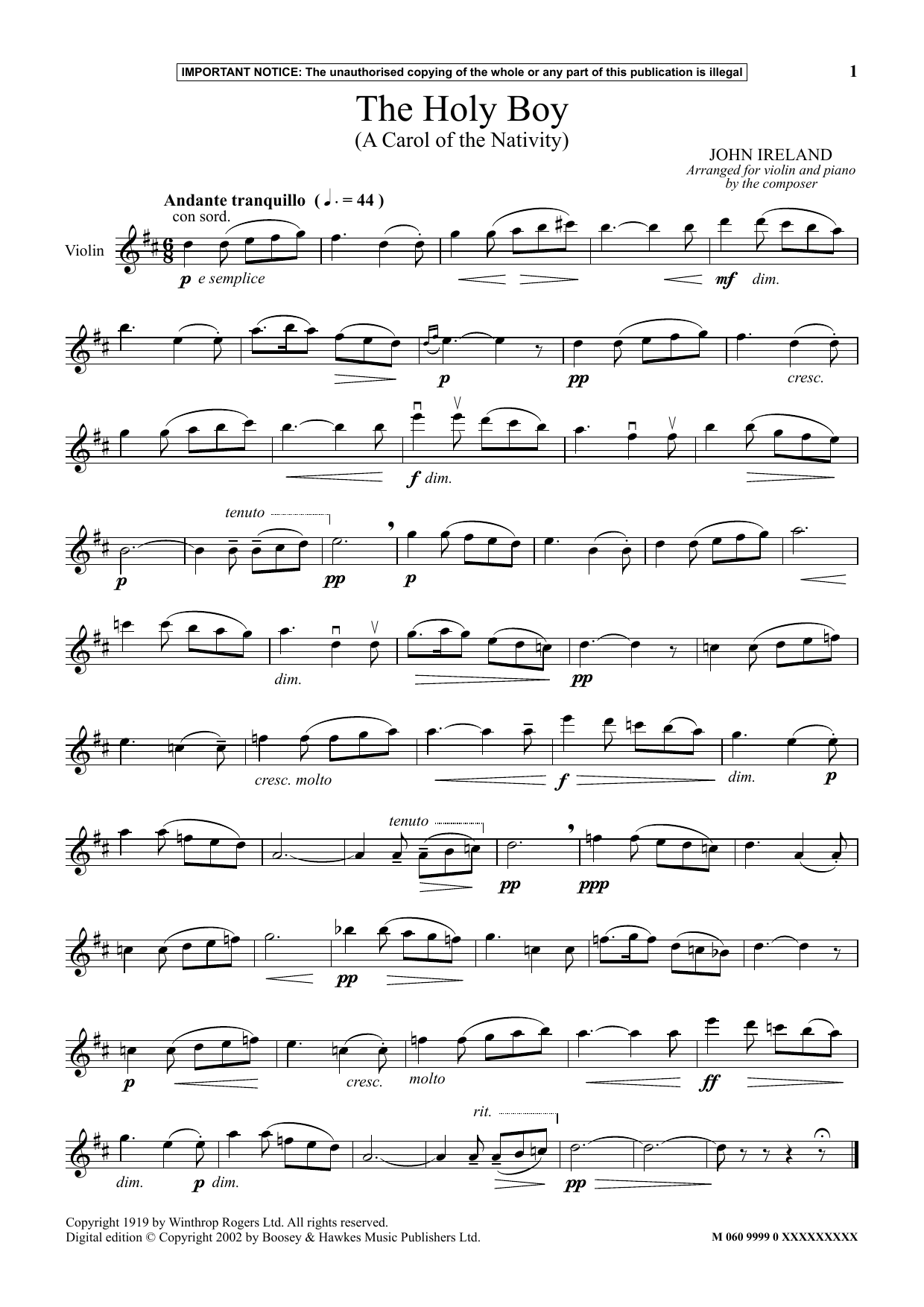 Produktbild zu:  The Holy Boy (A Carol Of The Nativity) - John Ireland