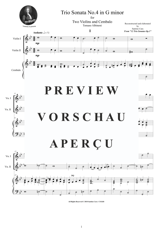 Produktgalerie: Seite 2 von 11 Trio Sonata No.4 in G-Moll Op.1, , 2 Violinen und Cembalo