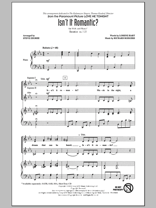 Produktgalerie: Seite 1 von 1 Isn't It Romantic?, Steve Zegree, Chor