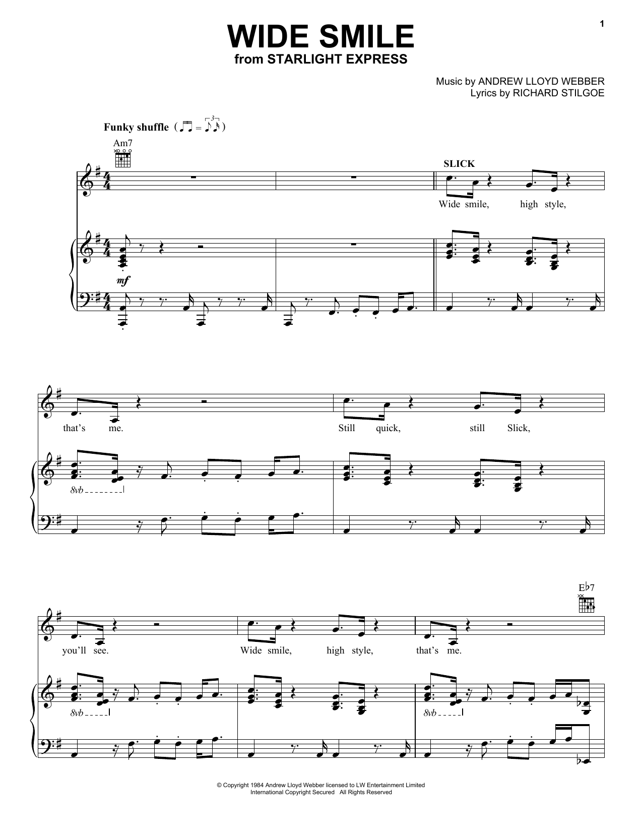 Produktgalerie: Seite 1 von 1 Wide Smile (from Starlight Express), Andrew Lloyd Webber, Gesang, Gitarre, Klavier
