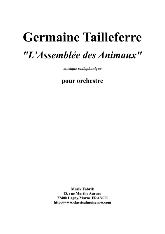 Produktbild zu: Assemblée des AnimauxGermaine Tailleferre