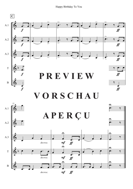 Produktgalerie: Seite 4 von 4 Happy Birthday To You , , (Saxophon Quintett AAATB)
